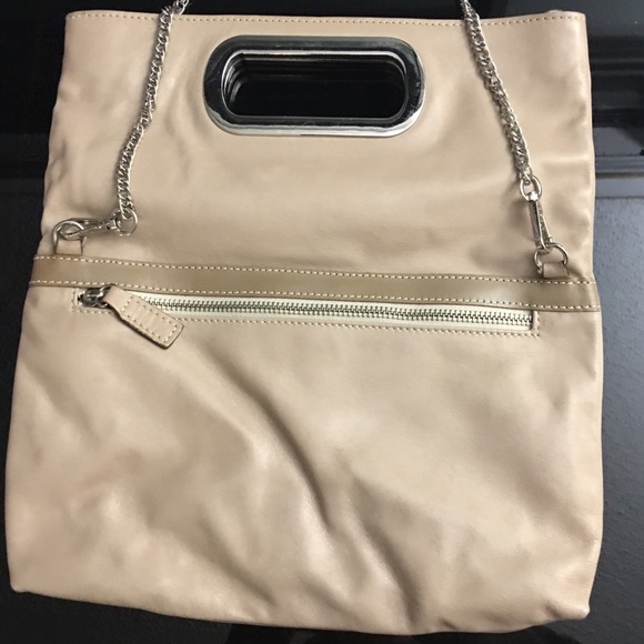 Genuine leather foldover mini crossbody clutch tan - Picture 2 of 7